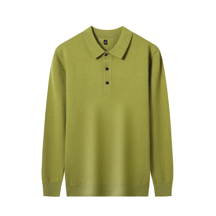 Men's Long-Sleeve Knit Polo Sweater
