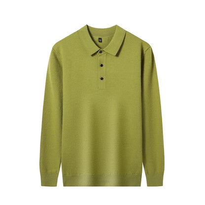 Men's Long-Sleeve Knit Polo Sweater