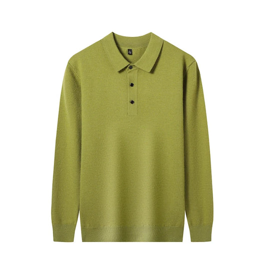 Men's Long-Sleeve Knit Polo Sweater