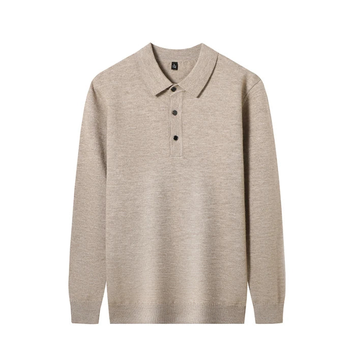 Men's Long-Sleeve Knit Polo Sweater