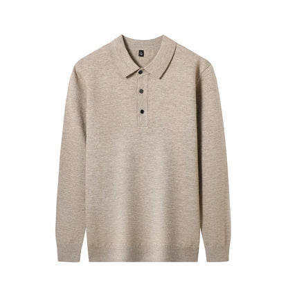 Men's Long-Sleeve Knit Polo Sweater