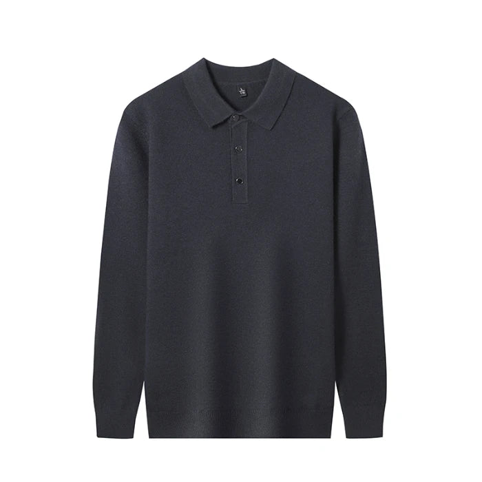 Men's Long-Sleeve Knit Polo Sweater