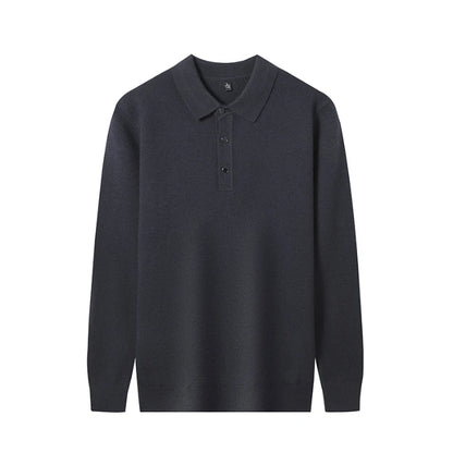 Men's Long-Sleeve Knit Polo Sweater