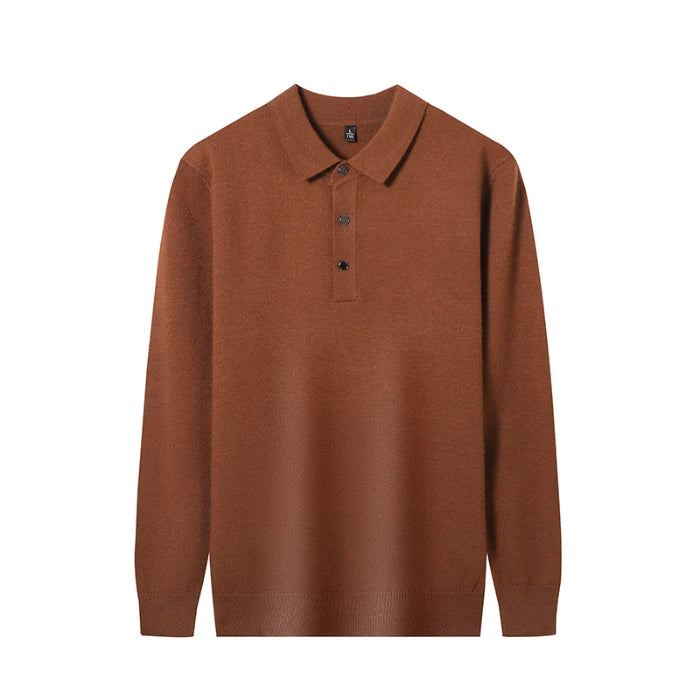Men's Long-Sleeve Knit Polo Sweater