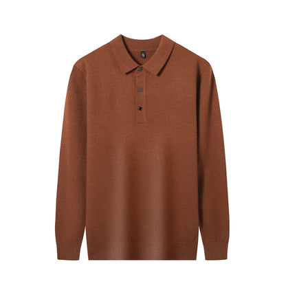 Men's Long-Sleeve Knit Polo Sweater