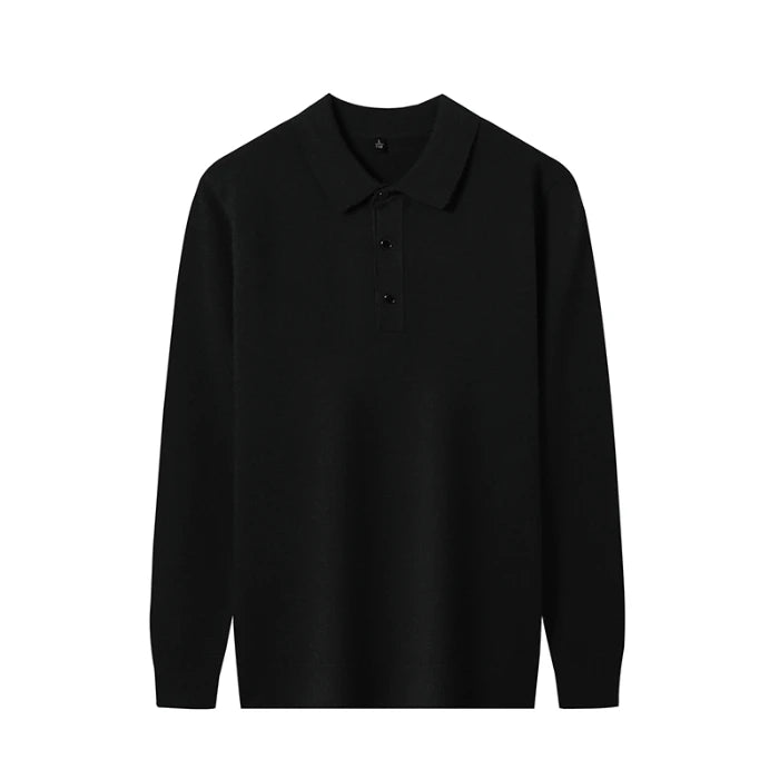 Men's Long-Sleeve Knit Polo Sweater