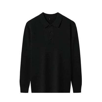Men's Long-Sleeve Knit Polo Sweater