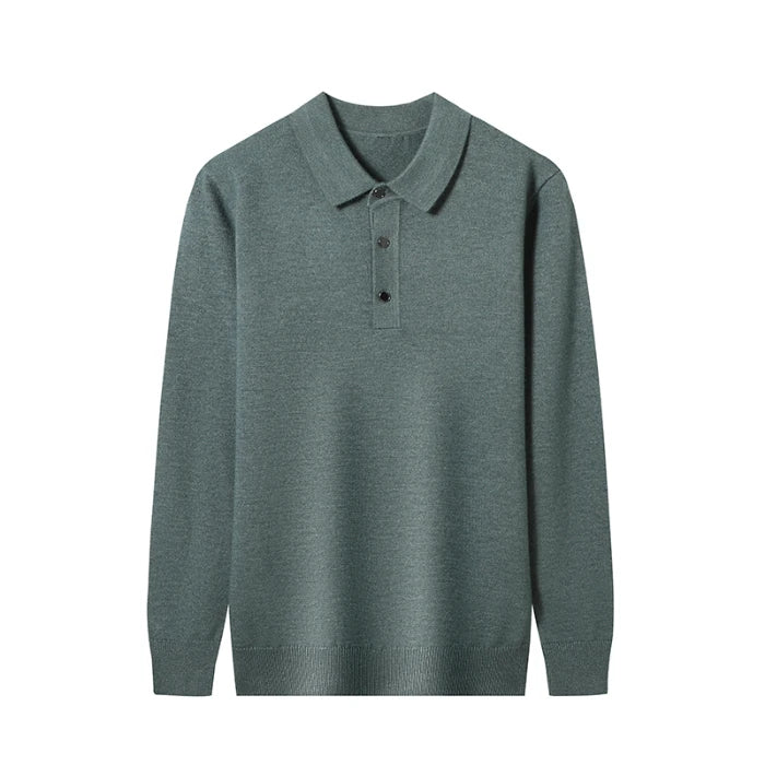 Men's Long-Sleeve Knit Polo Sweater