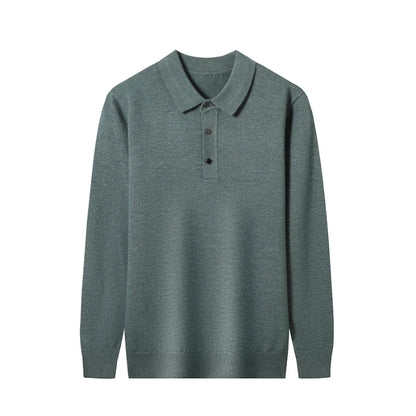 Men's Long-Sleeve Knit Polo Sweater