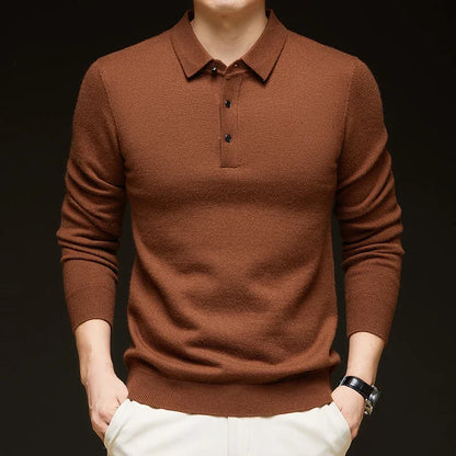 Men's Long-Sleeve Knit Polo Sweater